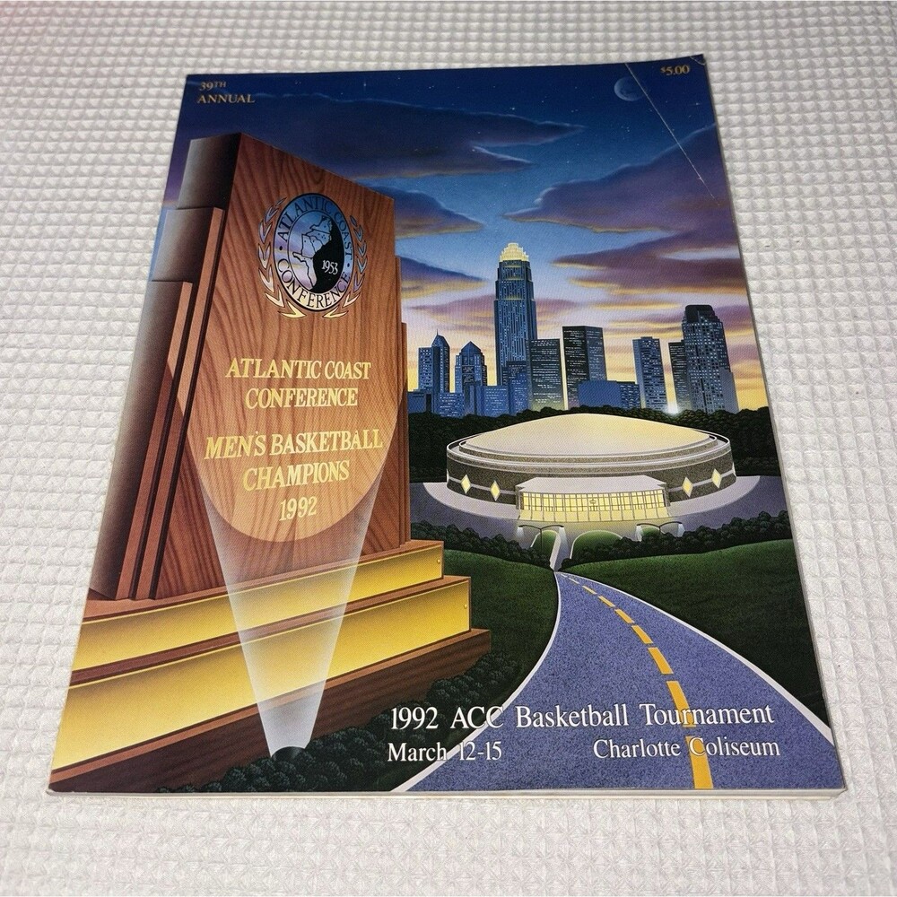 1992 ACC Basketball Tournament Program Guide Duke Blue Devils Christian Laettner